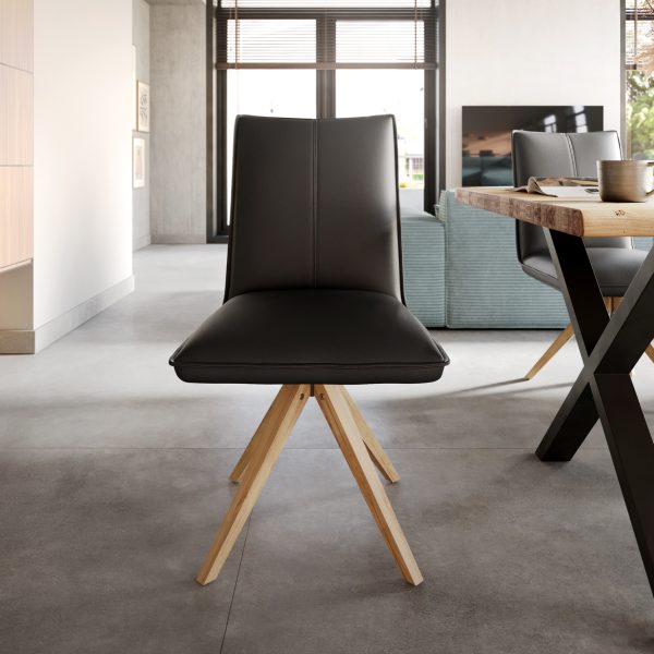 Jídelní židle Lelio-Flex dřevěná podnož pravá kůže černá