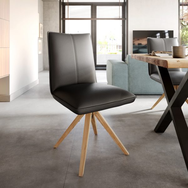 Jídelní židle Lelio-Flex dřevěná podnož pravá kůže černá
