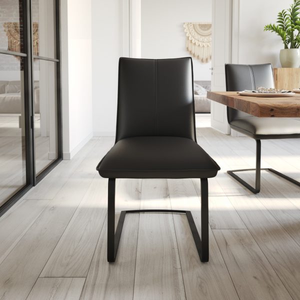 Jídelní židle Lelio-Flex konzolová podnož plochá černá pravá kůže černá