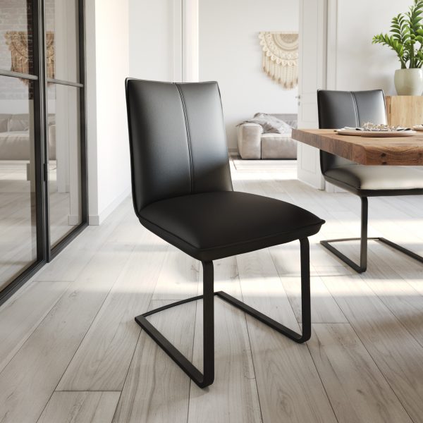 Jídelní židle Lelio-Flex konzolová podnož plochá černá pravá kůže černá