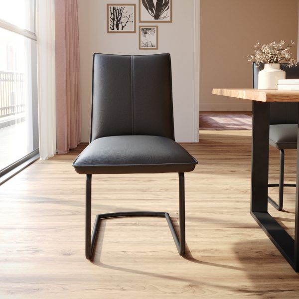 Jídelní židle Lelio-Flex konzolová podnož kulatá černý pravá kůže černá