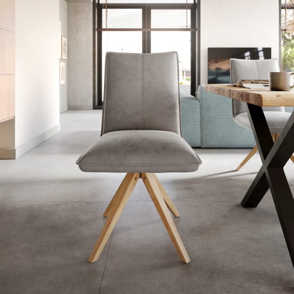 Jídelní židle Lelio-Flex dřevěná podnož samet šedý 180°