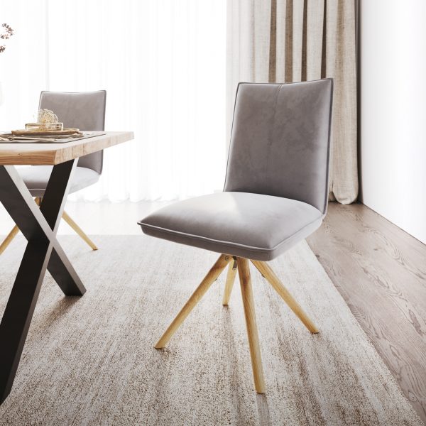 Jídelní židle Lelio-Flex dřevěná podnož zaoblená samet šedý 180°