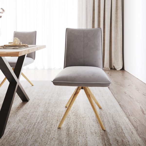 Jídelní židle Lelio-Flex dřevěná podnož zaoblená samet šedý 180°