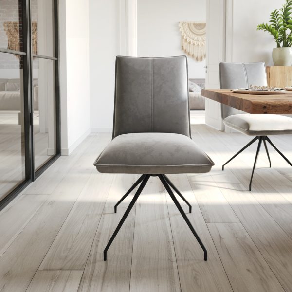 Jídelní židle Lelio-Flex křížová podnož zaoblená otočná černá samet šedý 180°