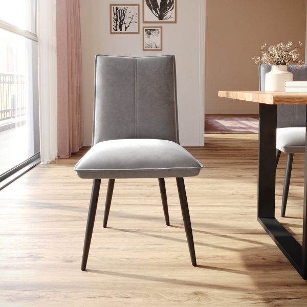 Jídelní židle Lelio-Flex zaoblená podnož černá samet šedá mikrovlákno taupe vintage