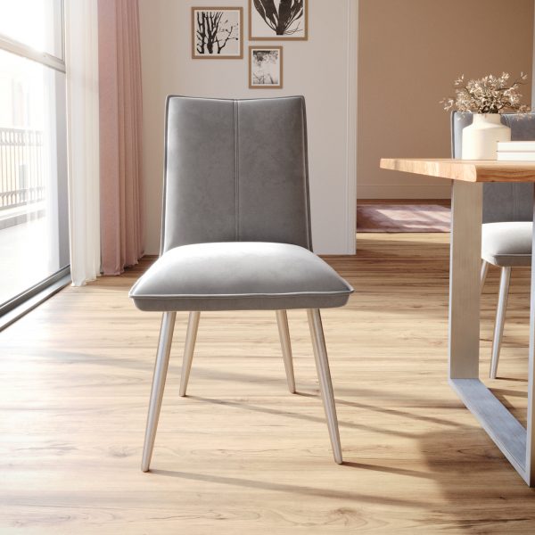 Jídelní židle Lelio-Flex zaoblená podnož z nerezové oceli samet šedá