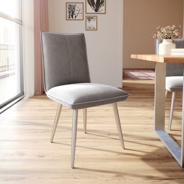 Jídelní židle Lelio-Flex zaoblená podnož z nerezové oceli samet šedá