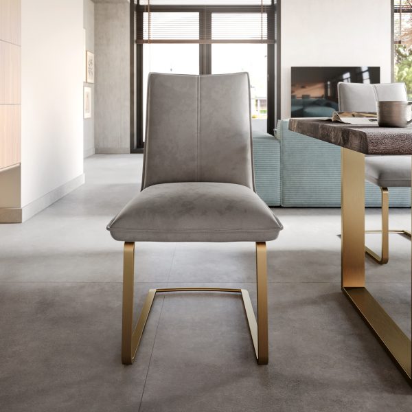 Jídelní židle Lelio-Flex konzolová podnož plochá zlatá samet šedý