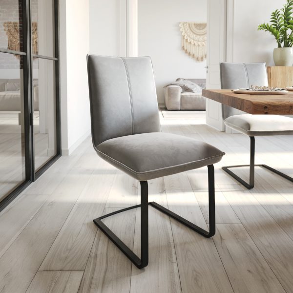 Jídelní židle Lelio-Flex konzolová podnož plochá černá samet šedý