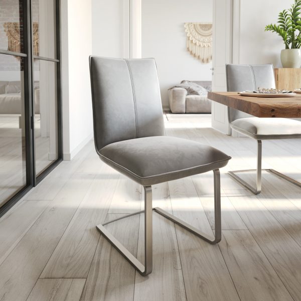 Jídelní židle Lelio-Flex konzolová podnož z nerezové oceli samet šedý
