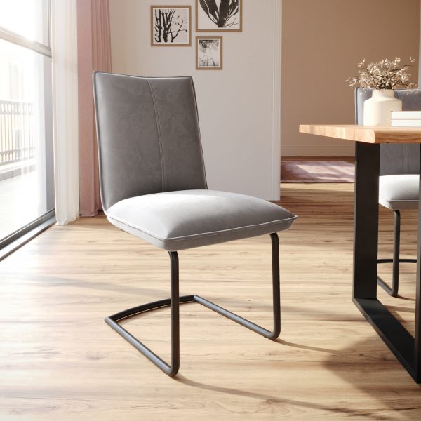 Jídelní židle Lelio-Flex konzolová podnož kulatá černá samet šedý