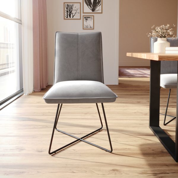 Jídelní židle Lelio-Flex podnož ve tvaru “X” černá samet šedá