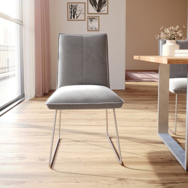 Jídelní židle Lelio-Flex tenká podnož z nerezové oceli samet šedý
