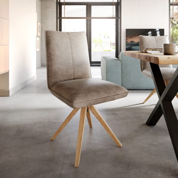 Jídelní židle Lelio-Flex dřevěná podnož mikrovlákno taupe vintage 180°