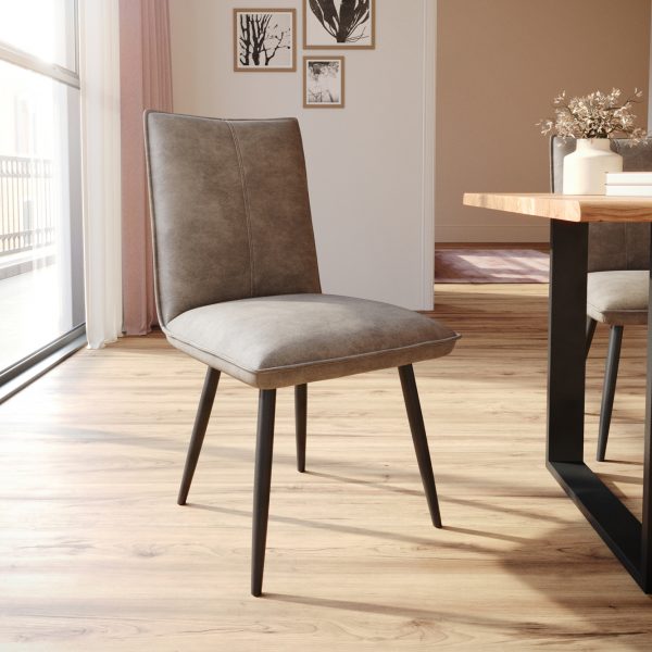 Jídelní židle Lelio-Flex zaoblená podnož černá mikrovlákno taupe vintage