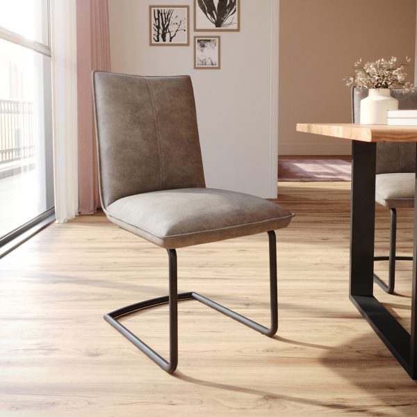 Jídelní židle Lelio-Flex konzolová podnož kulatá černý mikrovlákno taupe vintage