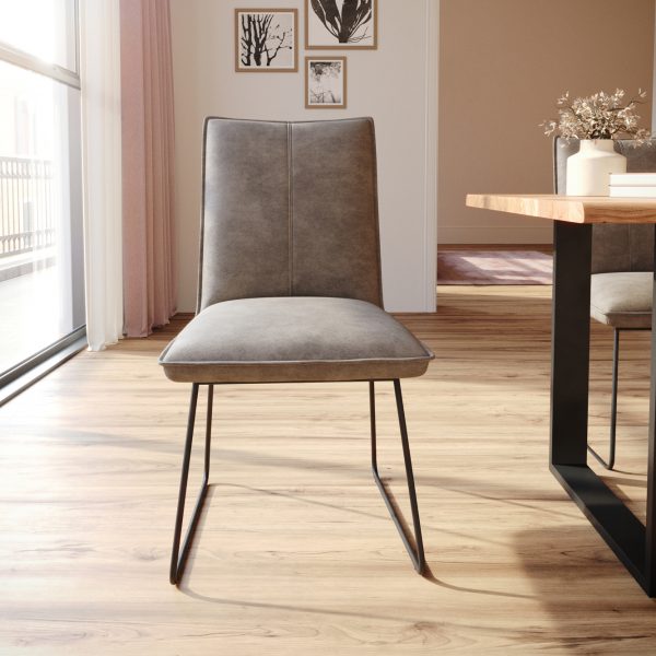 Jídelní židle Lelio-Flex tenká podnož černá mikrovlákno taupe vintage