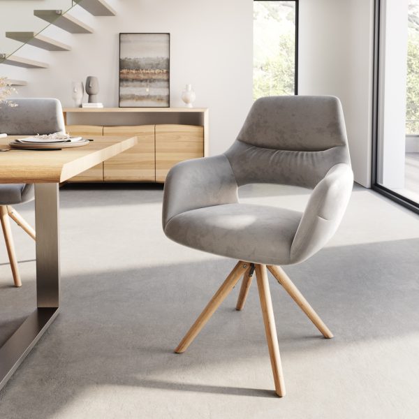 Jídelní židle Yago-Flex dřevěná podnož zaoblená samet šedý