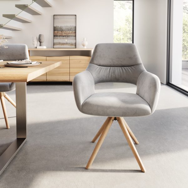Jídelní židle Yago-Flex dřevěná podnož zaoblená samet šedý