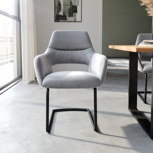 Jídelní židle Yago-Flex konzolová podnož kulatá černá samet šedý