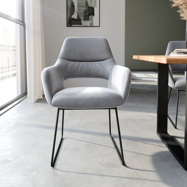Jídelní židle Yago-Flex tenká podnož černá samet šedá