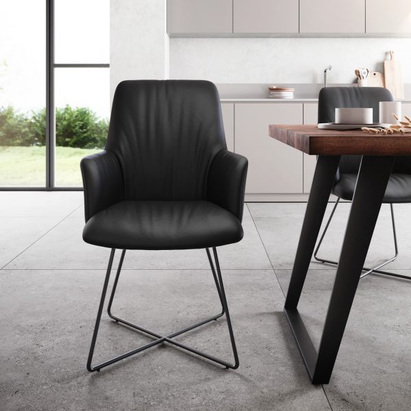 Křeslo Willa-Flex z pravé kůže Black X-frame Black