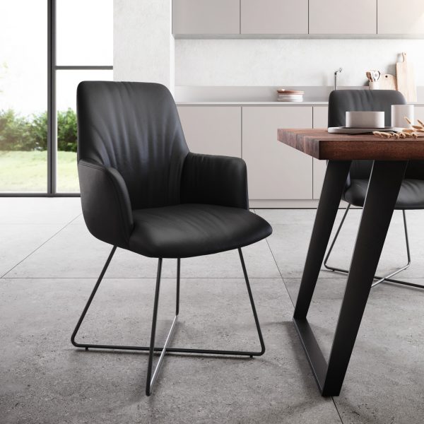 Křeslo Willa-Flex z pravé kůže Black X-frame Black