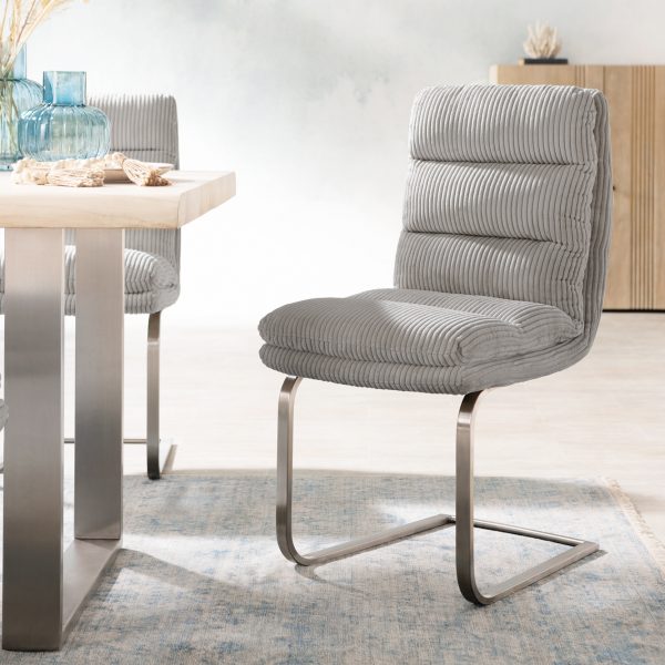 Jídelní židle Abelia-Flex konzolová podnož plochá nerezová ocel manšestr stříbrnošedá
