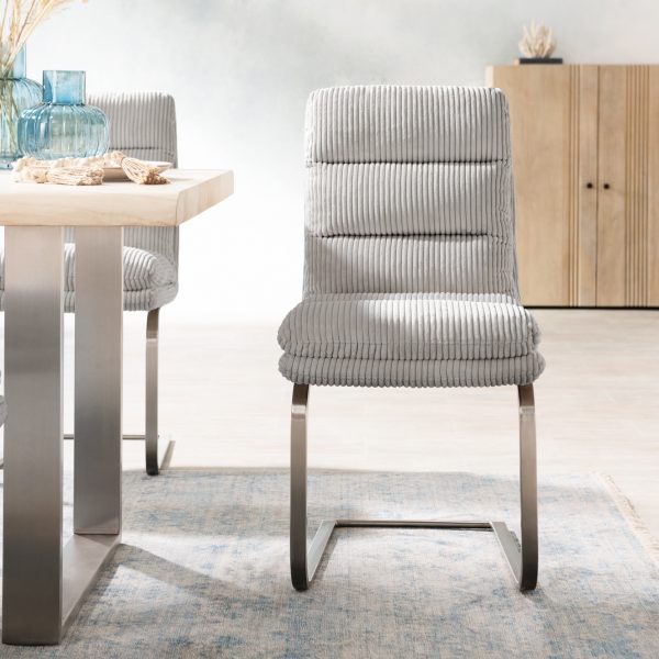 Otočná židle Abelia-Flex Cord Silver Grey Cantilever Flat Stainless Steel