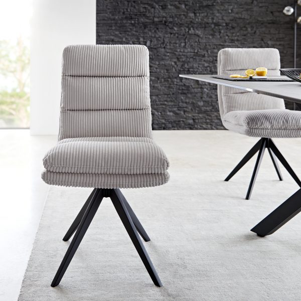 Otočná židle Abelia-Flex Cord Silver Grey Cross Frame Edged Black 180° Swivel