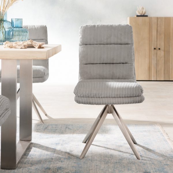Otočná židle Abelia-Flex Cord Silver Grey Křížový rám lemovaný nerezovou ocelí 180° otočná