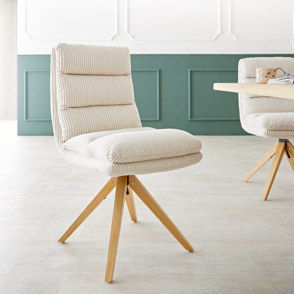 Otočná židle Abelia-Flex Cord béžová Dřevěný rám úhlový 180° otočný
