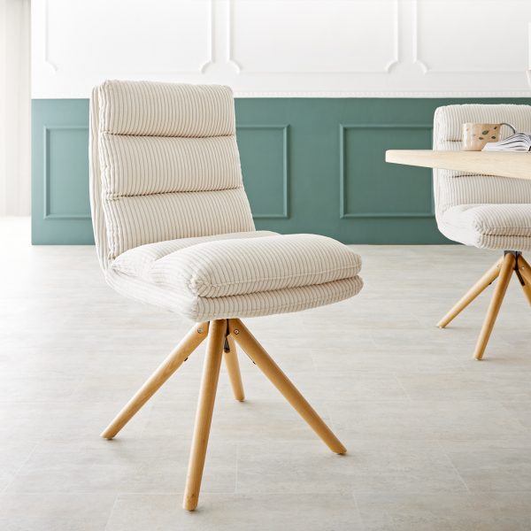 Otočná židle Abelia-Flex Cord béžová Dřevěný rám kónický 180° otočný