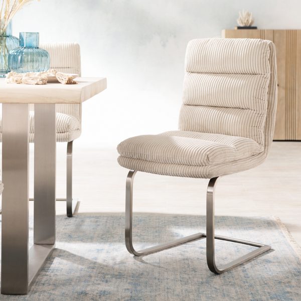Otočná židle Abelia-Flex Cord Beige Cantilever Flat Stainless Steel