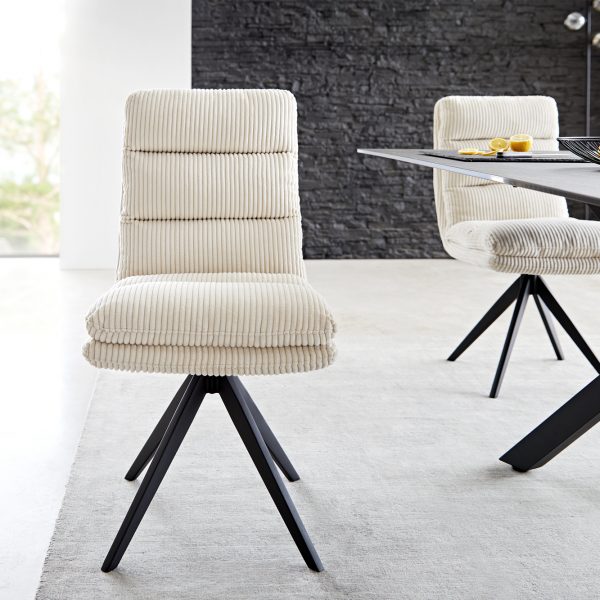 Otočná židle Abelia-Flex Cord Beige Cross Frame Edged Black 180° Swivel