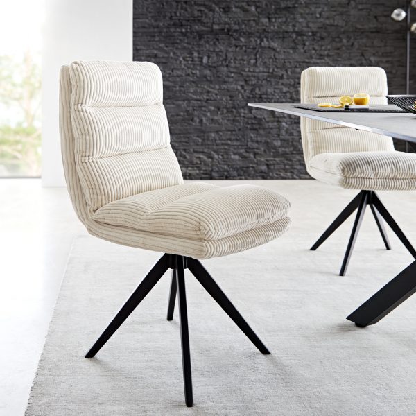 Otočná židle Abelia-Flex Cord Beige Cross Frame Edged Black 180° Swivel