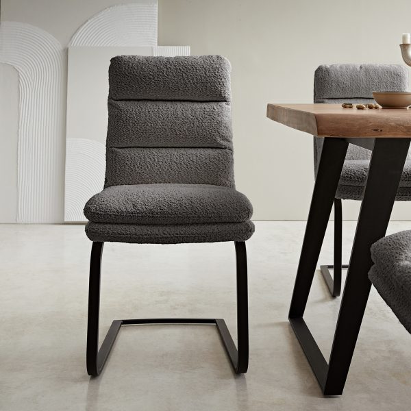 Jídelní židle Abelia-Flex konzolová podnož plochá černá bouclé šedý