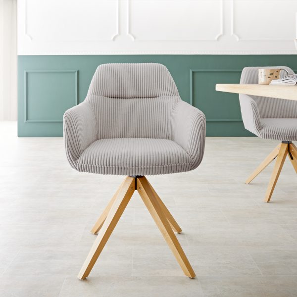 Otočná židle Pejo-Flex s područkami Cord Silver Grey Dřevěný rám otočný o 180°