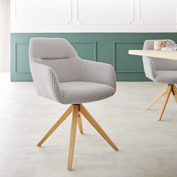 Otočná židle Pejo-Flex s područkami Cord Silver Grey Dřevěný rám otočný o 180°