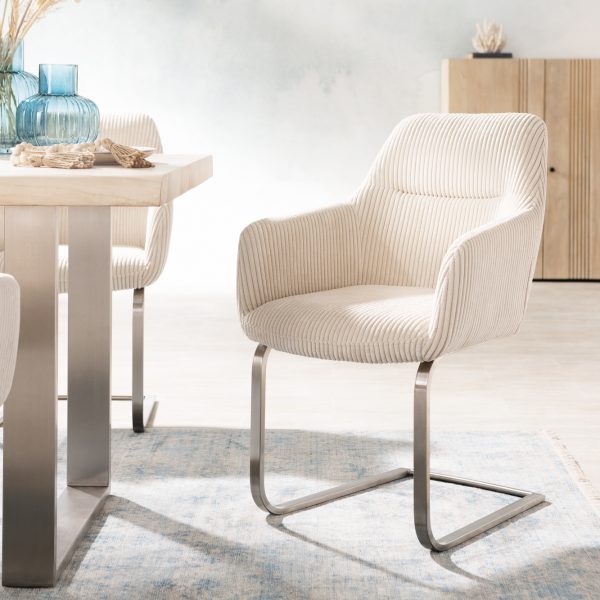 Houpací židle Pejo-Flex Cord Beige Cantilever Flat Stainless Steel