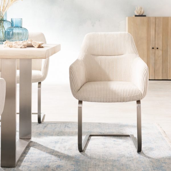 Houpací židle Pejo-Flex Cord Beige Cantilever Flat Stainless Steel
