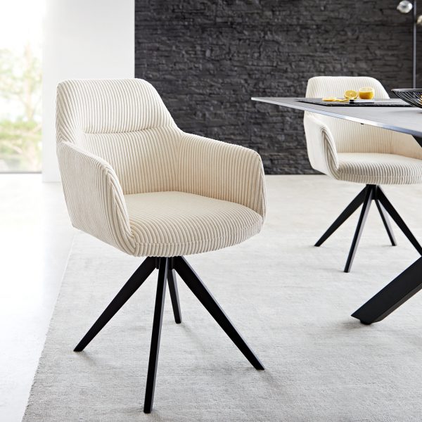 Otočná židle Pejo-Flex s područkami Cord Beige Křížový rám hranatý černý 180° otočný
