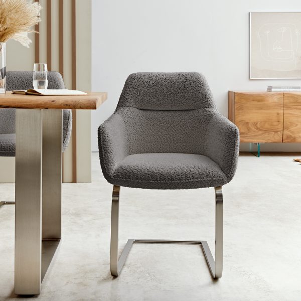 Houpací židle Pejo-Flex Bouclé Grey Cantilever Flat Stainless Steel