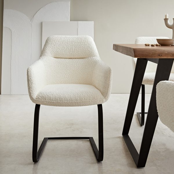Houpací židle Pejo-Flex Bouclé White Cantilever Flat Black
