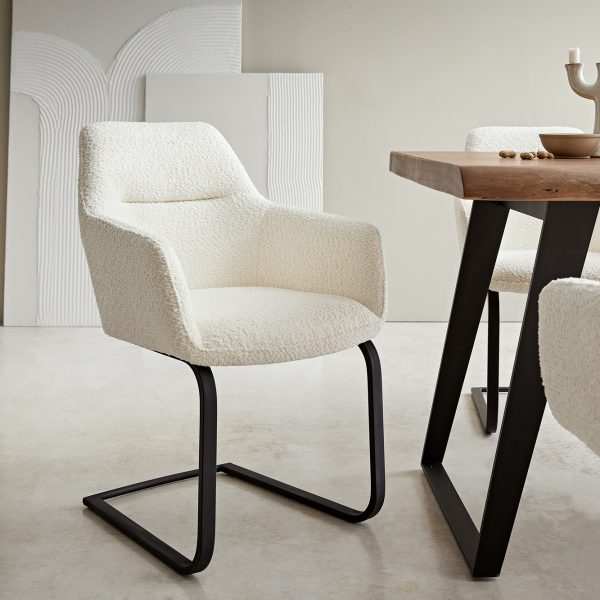 Houpací židle Pejo-Flex Bouclé White Cantilever Flat Black