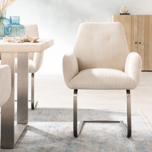 Otočná židle Zoa-Flex Cord Beige Cantilever Flat Stainless Steel