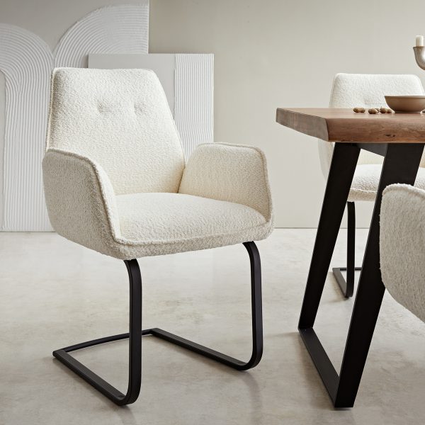 Houpací židle Zoa-Flex Bouclé White Cantilever Flat Black