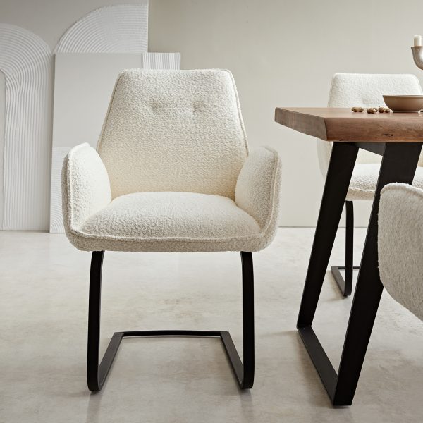 Houpací židle Zoa-Flex Bouclé White Cantilever Flat Black
