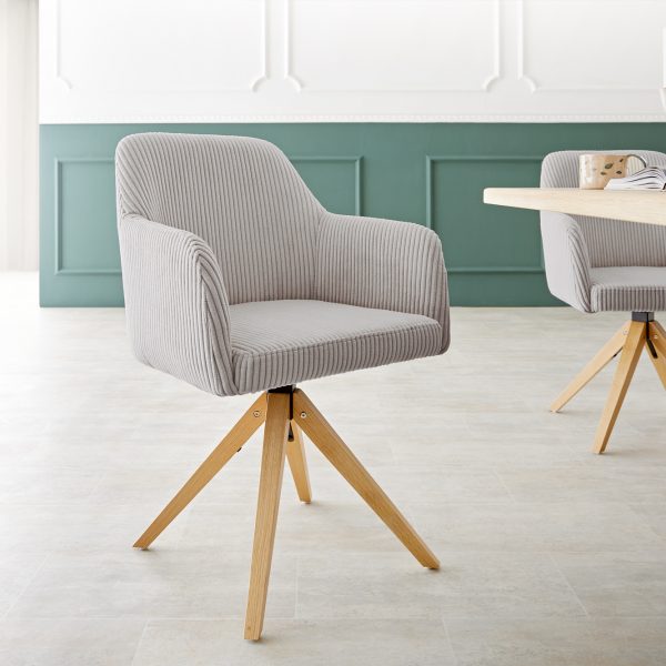 Otočná židle Greg-Flex s područkami Cord Silver Grey Dřevěný rám otočný o 180°